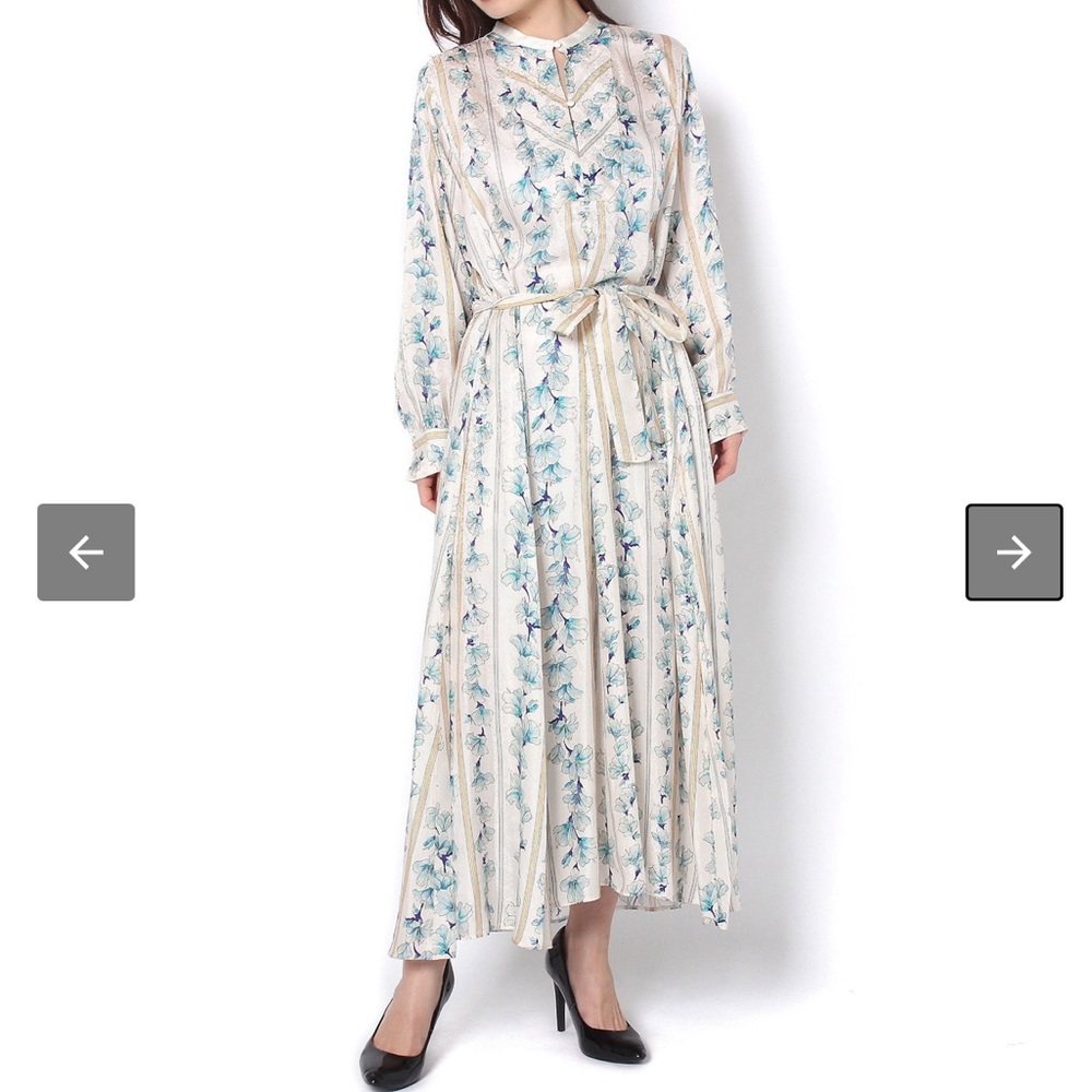 forte forte | Flower Patterns Long Sleeves Long Shirt Dresses